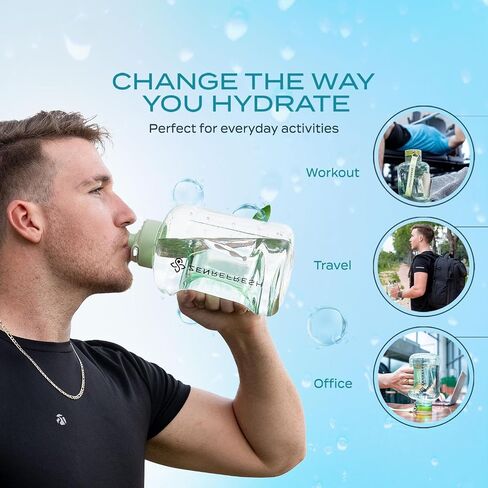 50 Oz Hydrogen Water Bottle, 2025 New SPE/PEM Technology, Large Gym Hydrogen Bottles, Travel Hydrogen Water Bottle Generator With Straw & Additional Cap, USA Brand, Up to 1800 ppb - Black in Saudi Arabia