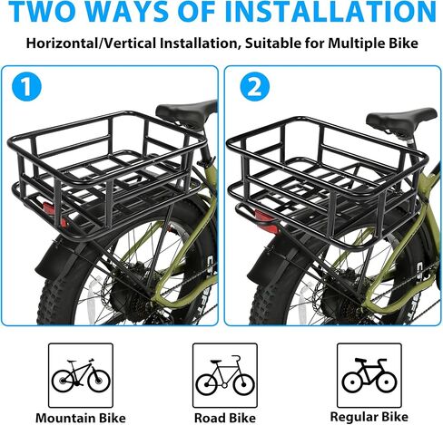 Vivi Bike Rear Rack Basket, Large Capacity E-Bike Cargo Rack Basket, Removable Bicycle Cargo Carrier ONLY Compatible with VIVI ACE01 in Kuwait