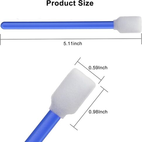 (100 PCS) 5.11" Square Rectangle Foam Cleaning Swab Sticks(50 PCS White+50 PCS Blue) in Saudi Arabia