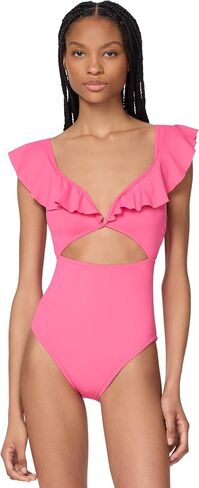 kate spade new york Women's Solid Ruffle V-Wire One Piece in Saudi Arabia