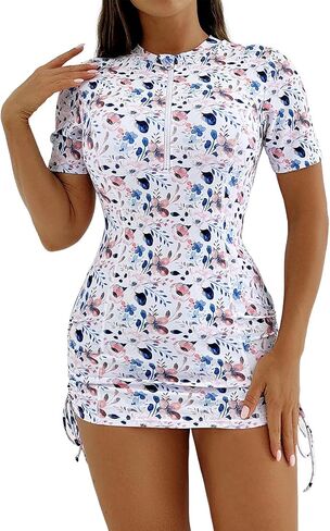 Abafip Women's Short Swimsuit Zip One Piece Swimdress stairing sup With Sight Warkring in Kuwait