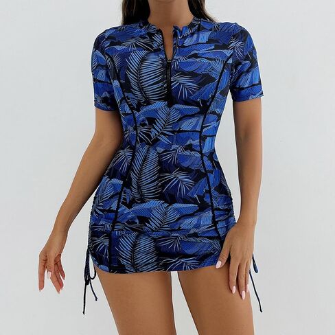 Abafip Women's Short Swimsuit Zip One Piece Swimdress stairing sup With Sight Warkring in Kuwait