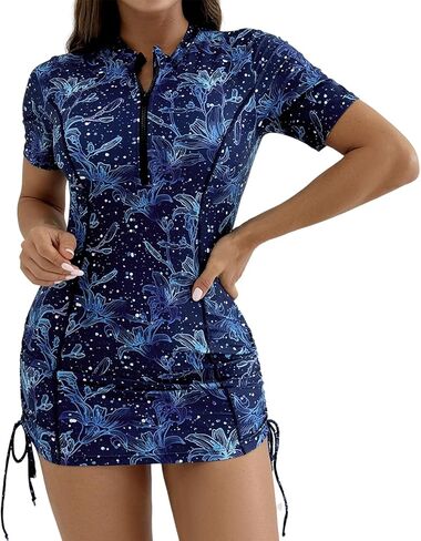 Abafip Women's Short Swimsuit Zip One Piece Swimdress stairing sup With Sight Warkring in Kuwait
