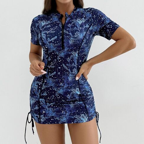Abafip Women's Short Swimsuit Zip One Piece Swimdress stairing sup With Sight Warkring in Kuwait