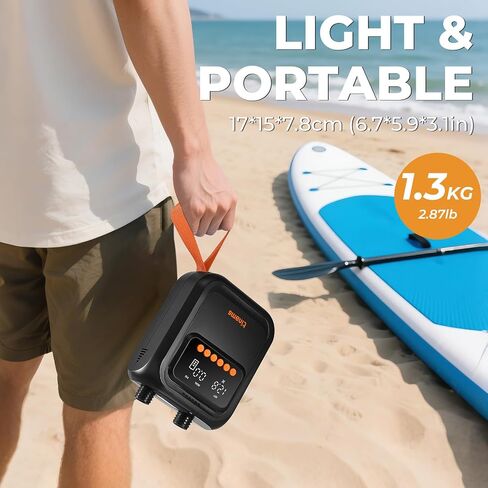 مضخة SUP عالية الضغط 20PSI مع الإغلاق التلقائي ، بطارية 13500 مللي أمبير في الساعة وطاقة سيارة 12V ، مضخة هواء محمولة لألواح التجديف ، الزوارق ، المطاطية in Saudi Arabia