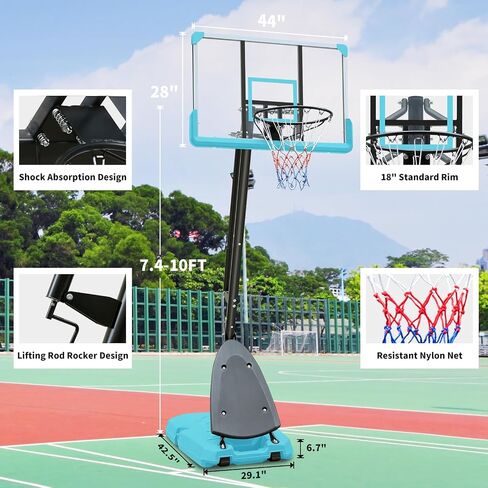 Portable Basketball Hoop Height Adjustable 5.6-10FT Indoor Outdoor Basketball Goal System with Shatterproof Backboard for Kids/Adults in Saudi Arabia