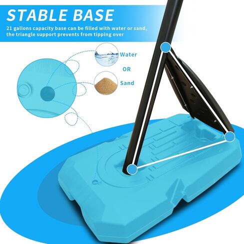 Portable Basketball Hoop Height Adjustable 5.6-10FT Indoor Outdoor Basketball Goal System with Shatterproof Backboard for Kids/Adults in Saudi Arabia
