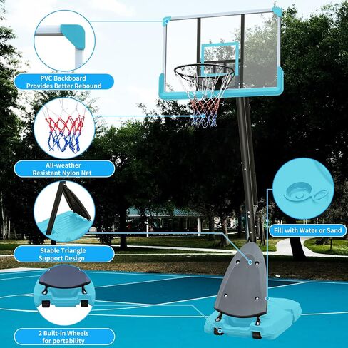 Portable Basketball Hoop Height Adjustable 5.6-10FT Indoor Outdoor Basketball Goal System with Shatterproof Backboard for Kids/Adults in Saudi Arabia