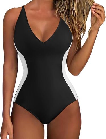 SUUKSESS Women One Piece Swimsuit Slimming Tummy Control Deep V Neck Bathing Suit in Saudi Arabia