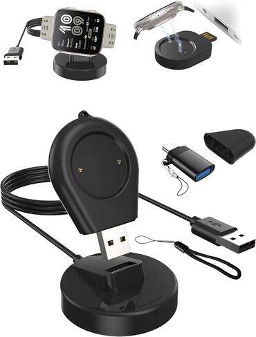 شاحن مغناطيسي 2-in-1 لـ Amazfit Bip 6/AmazFit النشط 2 مربع/نشط 2-قفص الشحن المغناطيسي القابل للفصل بين السفر مع كابل شاحن USB لـ AmazFit Bip6/AmazFit النشط 2 مربعًا/نشطًا 2 in Kuwait