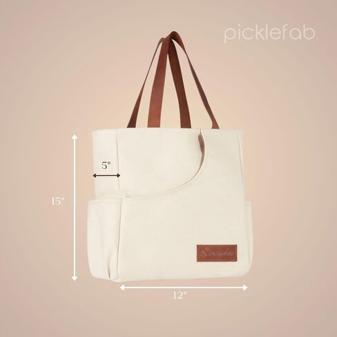 حقائب المخلل لطيف للنساء | Canvas و Vegan Leather Pickle Ball Bag Bag مع 2 جيوب تغطية للمجاذيف | 15 "x12" x5 "حقيبة حمل متوسطة مع جيب مجداف in Saudi Arabia