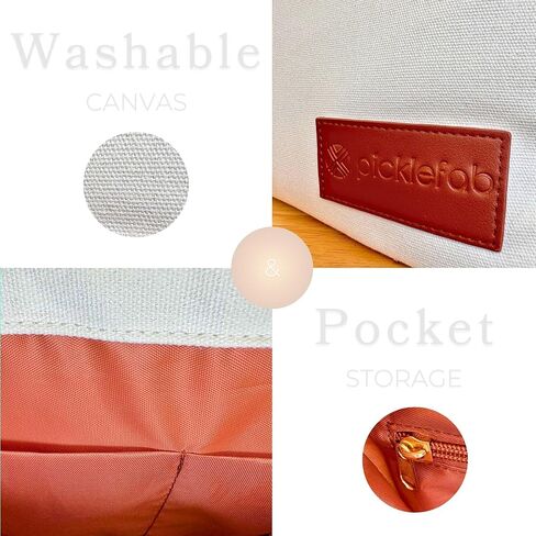 حقائب المخلل لطيف للنساء | Canvas و Vegan Leather Pickle Ball Bag Bag مع 2 جيوب تغطية للمجاذيف | 15 "x12" x5 "حقيبة حمل متوسطة مع جيب مجداف in Saudi Arabia