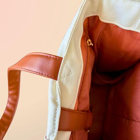حقائب المخلل لطيف للنساء | Canvas و Vegan Leather Pickle Ball Bag Bag مع 2 جيوب تغطية للمجاذيف | 15 "x12" x5 "حقيبة حمل متوسطة مع جيب مجداف in Saudi Arabia
