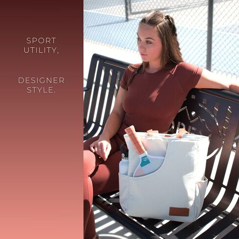 حقائب المخلل لطيف للنساء | Canvas و Vegan Leather Pickle Ball Bag Bag مع 2 جيوب تغطية للمجاذيف | 15 "x12" x5 "حقيبة حمل متوسطة مع جيب مجداف in Saudi Arabia