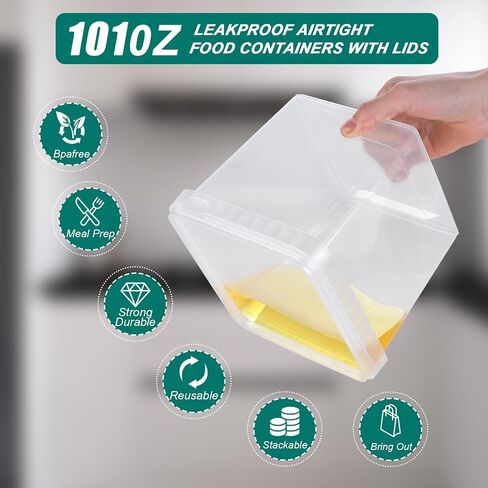 101 أوقية مربعة مربعة حاويات لذيذة سميكة إضافية مع أغطية ، خالية من BPA ، فريزر وميكروويف آمنة لتخزين الأطعمة ، قابلة لإعادة الاستخدام ، الإعدادية للوجبات ، والإخراج ، لوازم المطاعم (8 أجهزة كمبيوتر) in Saudi Arabia