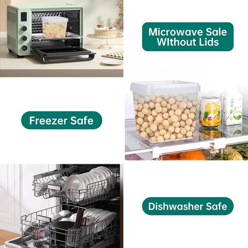 101 أوقية مربعة مربعة حاويات لذيذة سميكة إضافية مع أغطية ، خالية من BPA ، فريزر وميكروويف آمنة لتخزين الأطعمة ، قابلة لإعادة الاستخدام ، الإعدادية للوجبات ، والإخراج ، لوازم المطاعم (8 أجهزة كمبيوتر) in Saudi Arabia