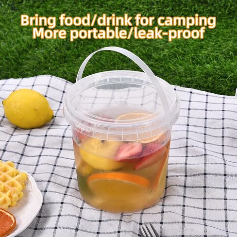 SHPii 48 oz Ice Cream Tub with Lid, Tamper Proof, BPA Free, Freezer and Microwave Safe Food Storage Container, Reusable Airtight Container, Leak Proof Tub for Snacks Deli Fruits, Drinks.(10 pack) in Saudi Arabia
