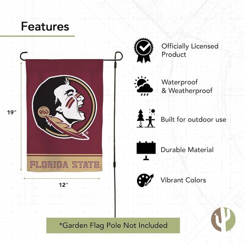 Desert Cactus Florida State University FSU Garden Flag – 19 x 12 inch Florida State Seminoles Banner, For Outdoor Display and Events (Design A) in Saudi Arabia