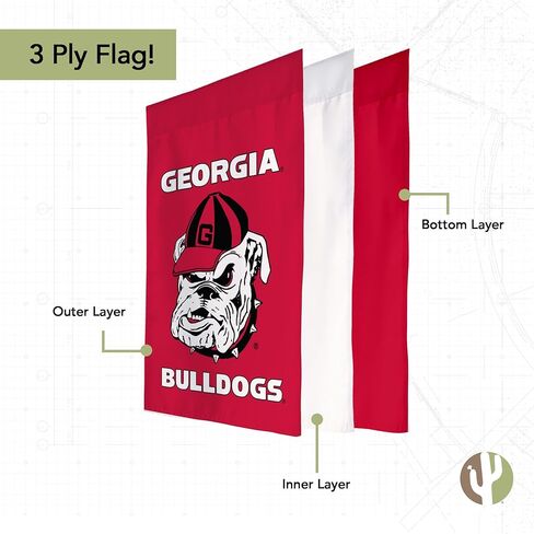 Desert Cactus University of Georgia UG Garden Flag – 19 x 12 inch Georgia Bulldogs Banner, For Outdoor Display and Events (Design T) in Saudi Arabia