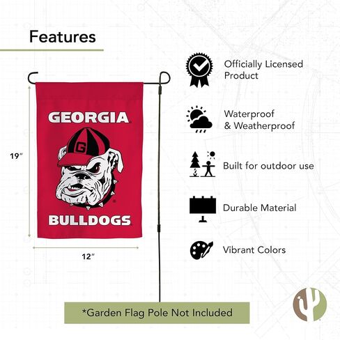 Desert Cactus University of Georgia UG Garden Flag – 19 x 12 inch Georgia Bulldogs Banner, For Outdoor Display and Events (Design T) in Saudi Arabia