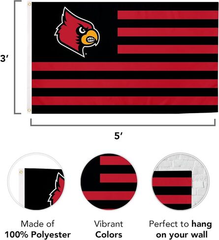 Desert Cactus University of Louisville UL Flag - 3 x 5 Feet Cardinals Banner, Indoor/Outdoor Durable Fabric, 100% Polyester Design (Style Nation) in Saudi Arabia