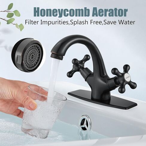 Aolemi الحمام بالوعة صنبور واحد ثقب واحد بارد وساخن مقبض مزدوج مقبض الصليب كروس الغرور بالوعة الحوض الخلاط الصنبور مع لوحة غطاء سطح السفينة مع النحاس العتيق منبث in Kuwait