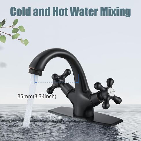Aolemi الحمام بالوعة صنبور واحد ثقب واحد بارد وساخن مقبض مزدوج مقبض الصليب كروس الغرور بالوعة الحوض الخلاط الصنبور مع لوحة غطاء سطح السفينة مع النحاس العتيق منبث in Kuwait