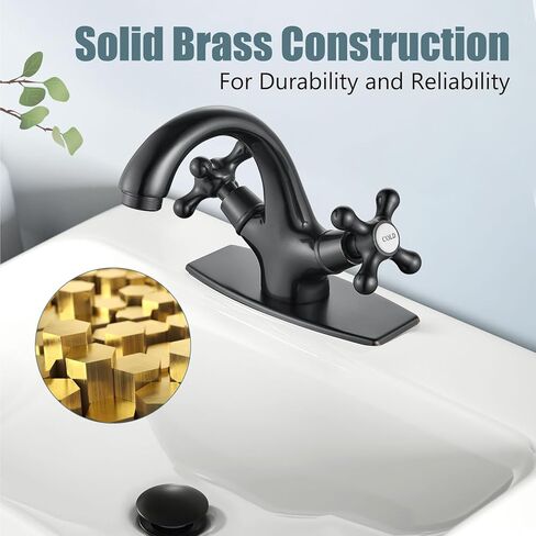 Aolemi الحمام بالوعة صنبور واحد ثقب واحد بارد وساخن مقبض مزدوج مقبض الصليب كروس الغرور بالوعة الحوض الخلاط الصنبور مع لوحة غطاء سطح السفينة مع النحاس العتيق منبث in Kuwait