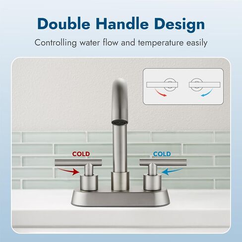 4 Inch Centerset Bathroom Sink Faucet Double Handles Bathroom Vanity Faucets 360 Degree Swivel Spout Deck Mount Mixer Tap with Pop-up Drain,Matte Black in Saudi Arabia