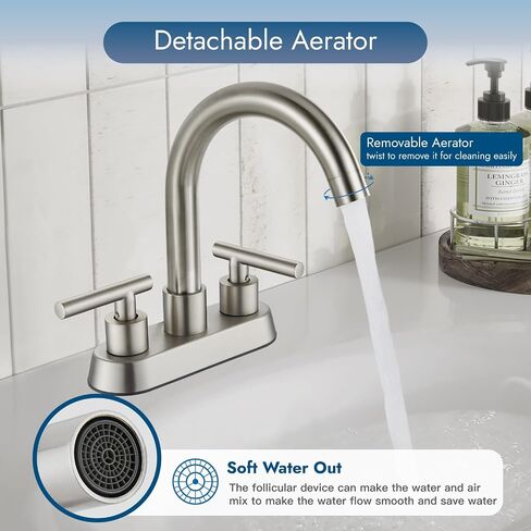 4 Inch Centerset Bathroom Sink Faucet Double Handles Bathroom Vanity Faucets 360 Degree Swivel Spout Deck Mount Mixer Tap with Pop-up Drain,Matte Black in Saudi Arabia