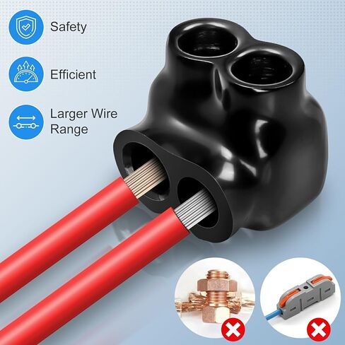 10 أجهزة كمبيوتر سلك معزول موصلات أسود متعدد الكبلات لصق المنفذ 2 منفذ إدخال الكبلات الإدخال الموصلات طرف طرفي الطاقة الكهربائية (نطاق سلك 4-14) in Kuwait