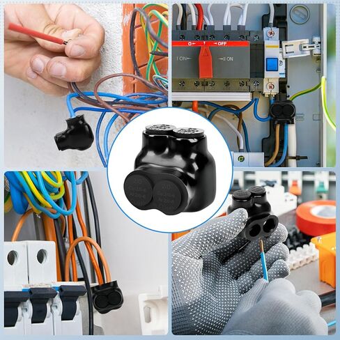 10 أجهزة كمبيوتر سلك معزول موصلات أسود متعدد الكبلات لصق المنفذ 2 منفذ إدخال الكبلات الإدخال الموصلات طرف طرفي الطاقة الكهربائية (نطاق سلك 4-14) in Kuwait