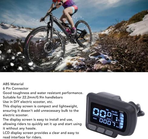 Electric Bicycle LCD Display Meter, Water Proof 6 Pin Electric Scooter Panel Screen, 24-48V E Bike Display Meter Control Panel, LCD Panel Screen for Electric Scooter Modification in Saudi Arabia