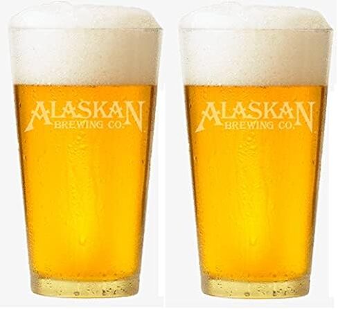 Alaskan Brewery Signature Pint Glass - Satin White Logo - Set of 2 in Saudi Arabia