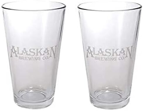 Alaskan Brewery Signature Pint Glass - Satin White Logo - Set of 2 in Saudi Arabia