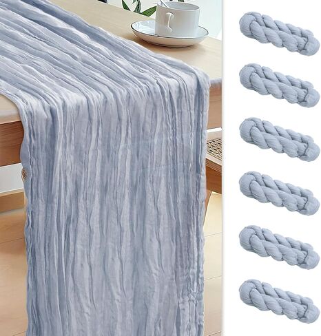 Le courant 6pcs 10Ft Cheesecloth Table Runner, Rustic Boho Gauze Cheese Cloth Runner Table Runner for Weddings Bridal Baby Shower Birthday Holiday Parties Home Decor, Dusty Blue in Saudi Arabia