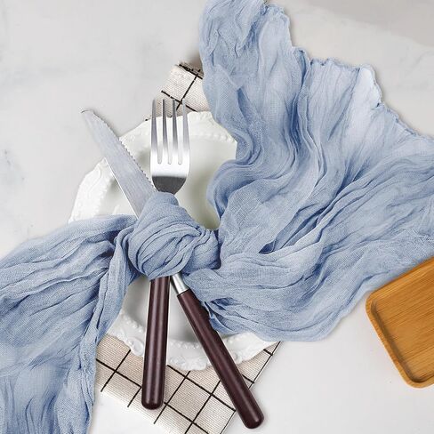 Le courant 6pcs 10Ft Cheesecloth Table Runner, Rustic Boho Gauze Cheese Cloth Runner Table Runner for Weddings Bridal Baby Shower Birthday Holiday Parties Home Decor, Dusty Blue in Saudi Arabia