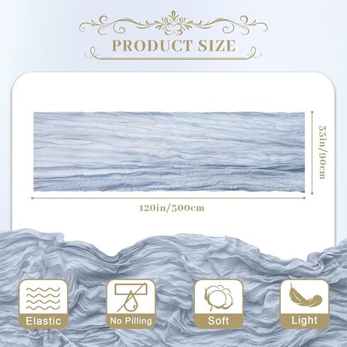 Le courant 6pcs 10Ft Cheesecloth Table Runner, Rustic Boho Gauze Cheese Cloth Runner Table Runner for Weddings Bridal Baby Shower Birthday Holiday Parties Home Decor, Dusty Blue in Saudi Arabia