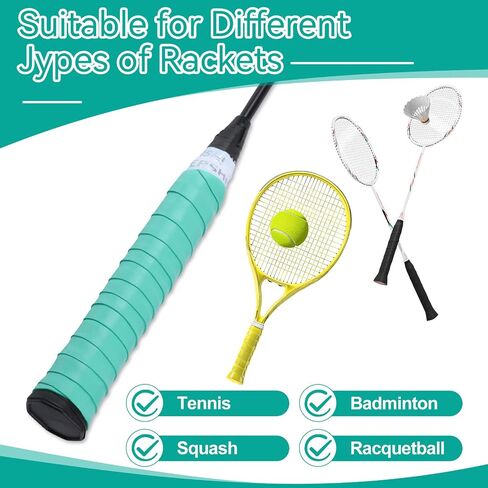 50Pcs Tennis Racket Grip Tape, 10 Colors PU Precut Soft Tennis Grip Tape, Water-Absorbent Overgrip Tennis Racket Grips for Tennis, Pickleball and Badminton in Saudi Arabia
