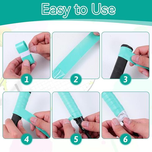 50Pcs Tennis Racket Grip Tape, 10 Colors PU Precut Soft Tennis Grip Tape, Water-Absorbent Overgrip Tennis Racket Grips for Tennis, Pickleball and Badminton in Saudi Arabia