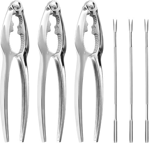 Crab Crackers and Tools,18-Pieces Seafood Tools Set Includes 5 Crab Crackers, 5 Lobster Shellers, 5 Crab Leg Forks/Picks and 2 Seafood Scissors & Storage Bag - Nut Cracker Set in Saudi Arabia