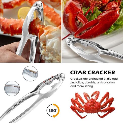 Crab Crackers and Tools,18-Pieces Seafood Tools Set Includes 5 Crab Crackers, 5 Lobster Shellers, 5 Crab Leg Forks/Picks and 2 Seafood Scissors & Storage Bag - Nut Cracker Set in Saudi Arabia
