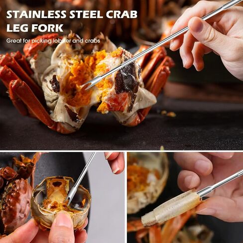 Crab Crackers and Tools,18-Pieces Seafood Tools Set Includes 5 Crab Crackers, 5 Lobster Shellers, 5 Crab Leg Forks/Picks and 2 Seafood Scissors & Storage Bag - Nut Cracker Set in Saudi Arabia