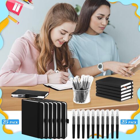 50 Pack Pocket Small Notebook Journals with Pen 5.6 'X 3.7' 'Mini Journaling Notepads A6 Journals Hardcover clined Bookber Bolk with Pen Holder for Office School Memo (Black) in Saudi Arabia