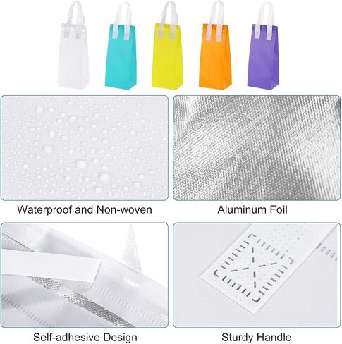 UXCELL 25PCS معزول أكياس الخروج ، 4.7 "× 3.9" × 11 "معزولة الأكياس الأكياس الحرارية يمكن التخلص من أكياس الغداء يمكن التخلص منها للبارد لأكياس الطعام البارد الساخن النزهة البقالة الأبيض in Saudi Arabia