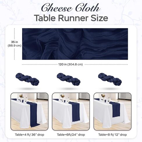 Cheesecloth Table Runner 35x120 Inch 10ft Boho Rustic Gauze Cloth Decoration Cheese Cloths Runners for Wedding Baby Shower Birthday Party Tables Home Decor Centerpiece (Dusty Blue, 3 Pack) in Saudi Arabia