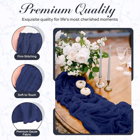 Cheesecloth Table Runner 35x120 Inch 10ft Boho Rustic Gauze Cloth Decoration Cheese Cloths Runners for Wedding Baby Shower Birthday Party Tables Home Decor Centerpiece (Dusty Blue, 3 Pack) in Saudi Arabia