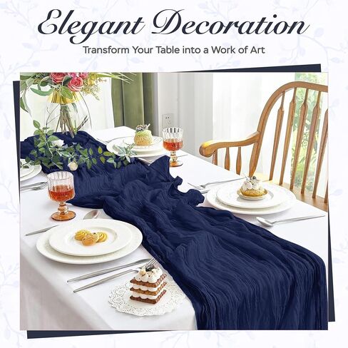Cheesecloth Table Runner 35x120 Inch 10ft Boho Rustic Gauze Cloth Decoration Cheese Cloths Runners for Wedding Baby Shower Birthday Party Tables Home Decor Centerpiece (Dusty Blue, 3 Pack) in Saudi Arabia