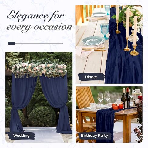Cheesecloth Table Runner 35x120 Inch 10ft Boho Rustic Gauze Cloth Decoration Cheese Cloths Runners for Wedding Baby Shower Birthday Party Tables Home Decor Centerpiece (Dusty Blue, 3 Pack) in Saudi Arabia