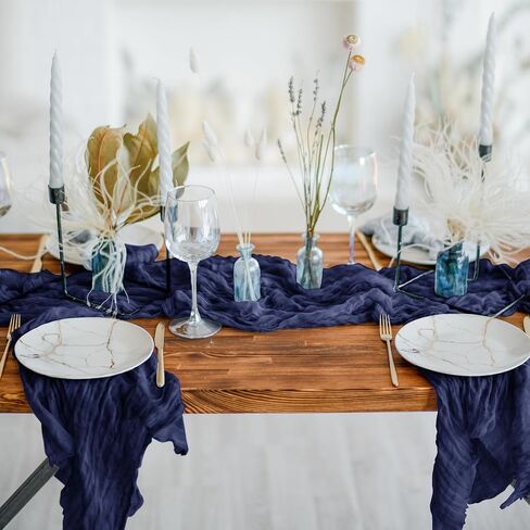 Cheesecloth Table Runner 35x120 Inch 10ft Boho Rustic Gauze Cloth Decoration Cheese Cloths Runners for Wedding Baby Shower Birthday Party Tables Home Decor Centerpiece (Dusty Blue, 3 Pack) in Saudi Arabia